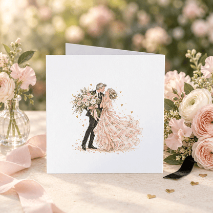 Anniversary Card for a Couple, Whimsical Floral Design - Pretty Gifted