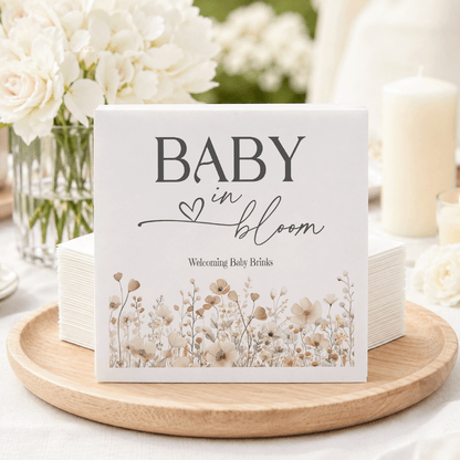 Baby in Bloom Napkins, Personalized Neutral Wildflowers - Pretty Gifted