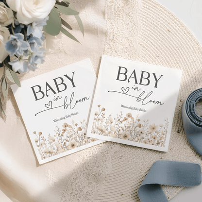 Baby in Bloom Napkins, Personalized Neutral Wildflowers - Pretty Gifted