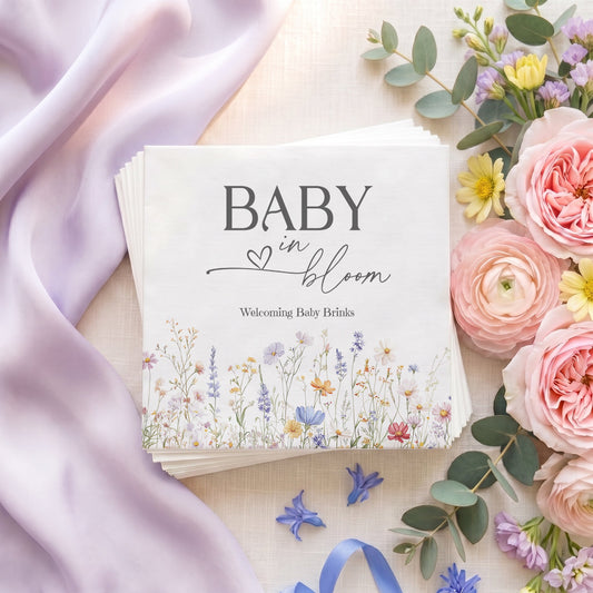 Baby in Bloom Napkins, Personalized Wildflower Shower - Pretty Gifted