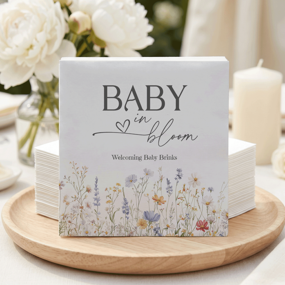 Baby in Bloom Napkins, Personalized Wildflower Shower - Pretty Gifted