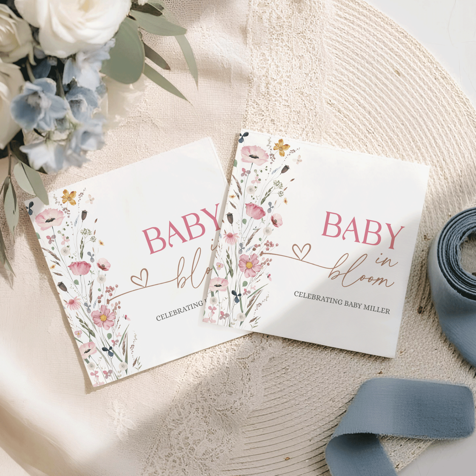 Baby in Bloom Napkins, Pink Wildflower Girl Baby Shower - Pretty Gifted