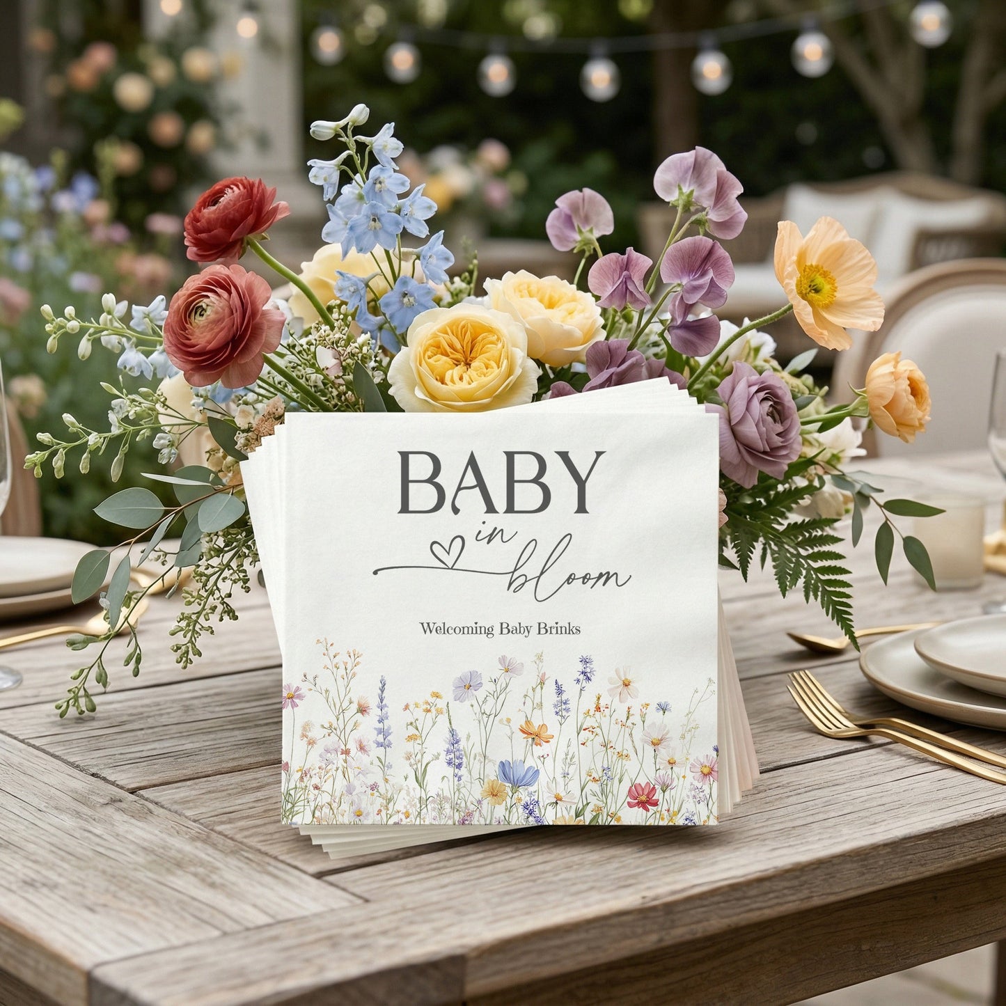 Baby in Bloom Napkins, Wildflower Floral Baby Shower - Pretty Gifted