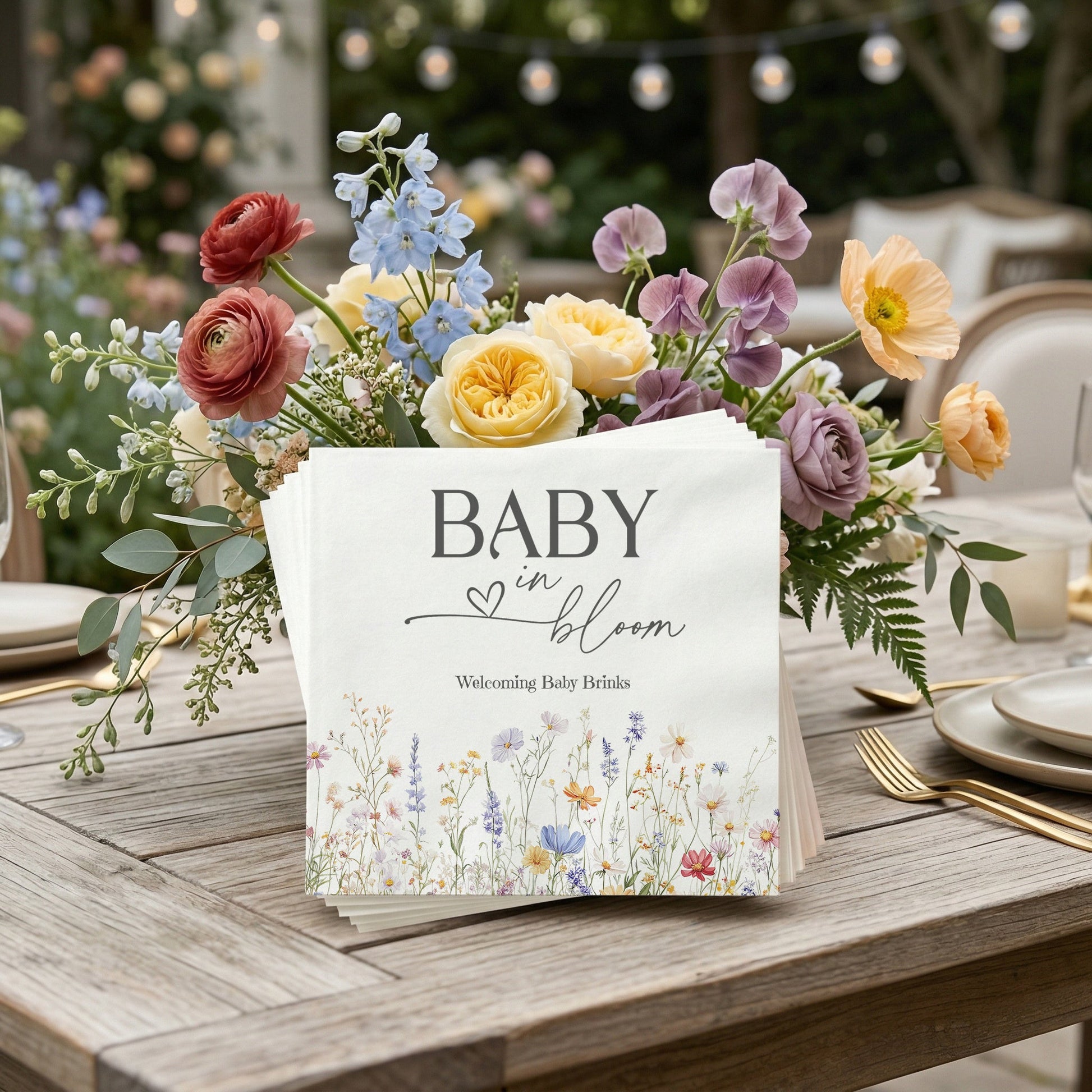 Baby in Bloom Napkins, Wildflower Floral Baby Shower - Pretty Gifted
