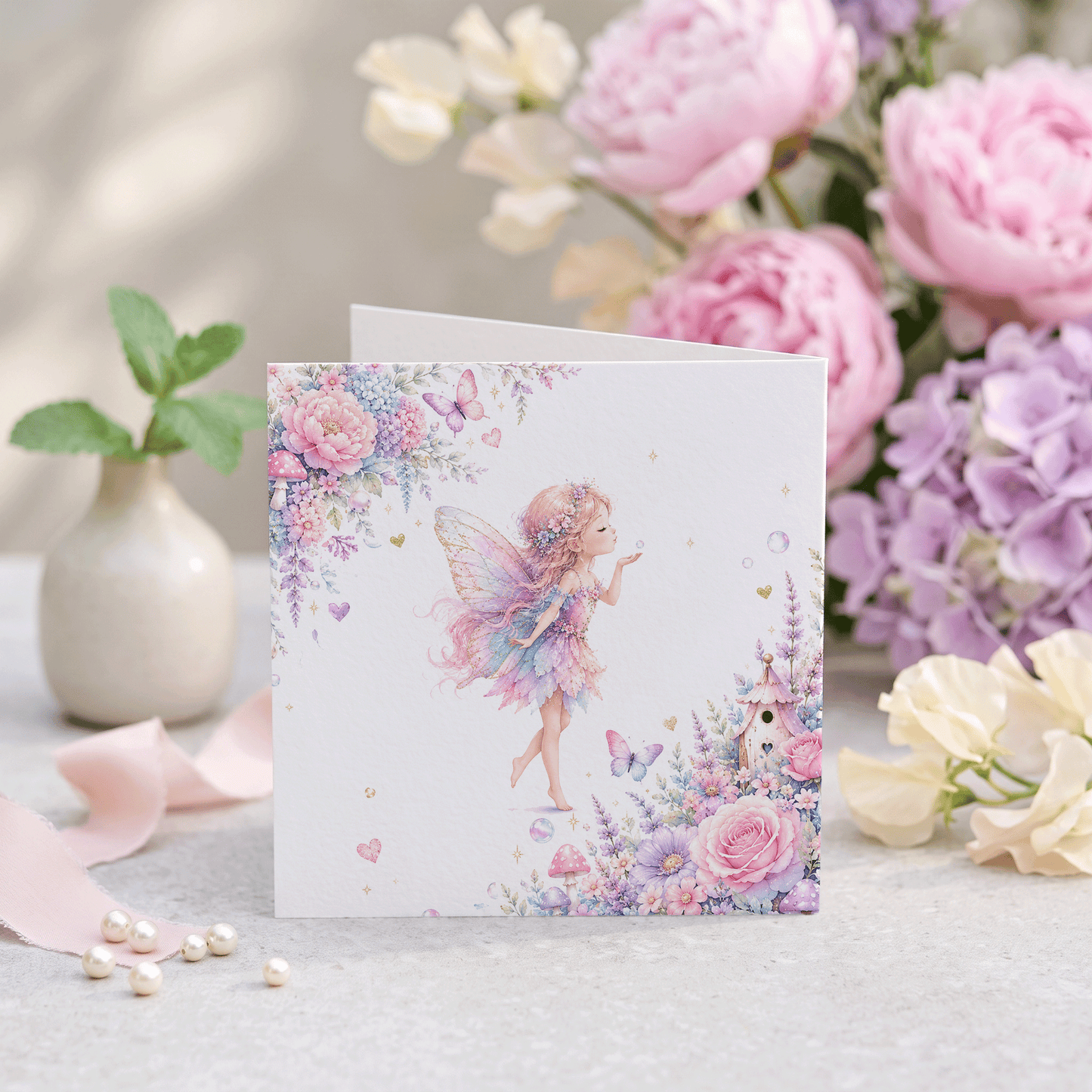 Butterfly Fairy 4th Birthday Card, Personalized Girls - Pretty Gifted