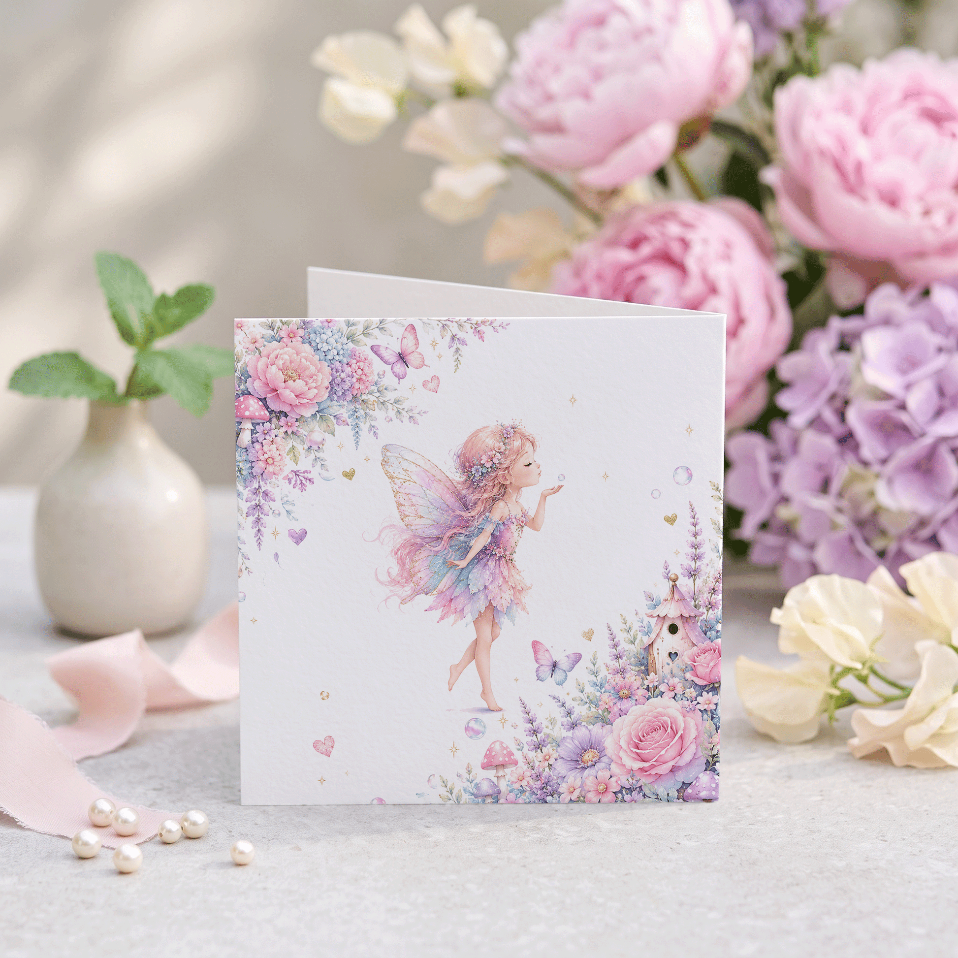 Butterfly Fairy 4th Birthday Card, Personalized Girls - Pretty Gifted