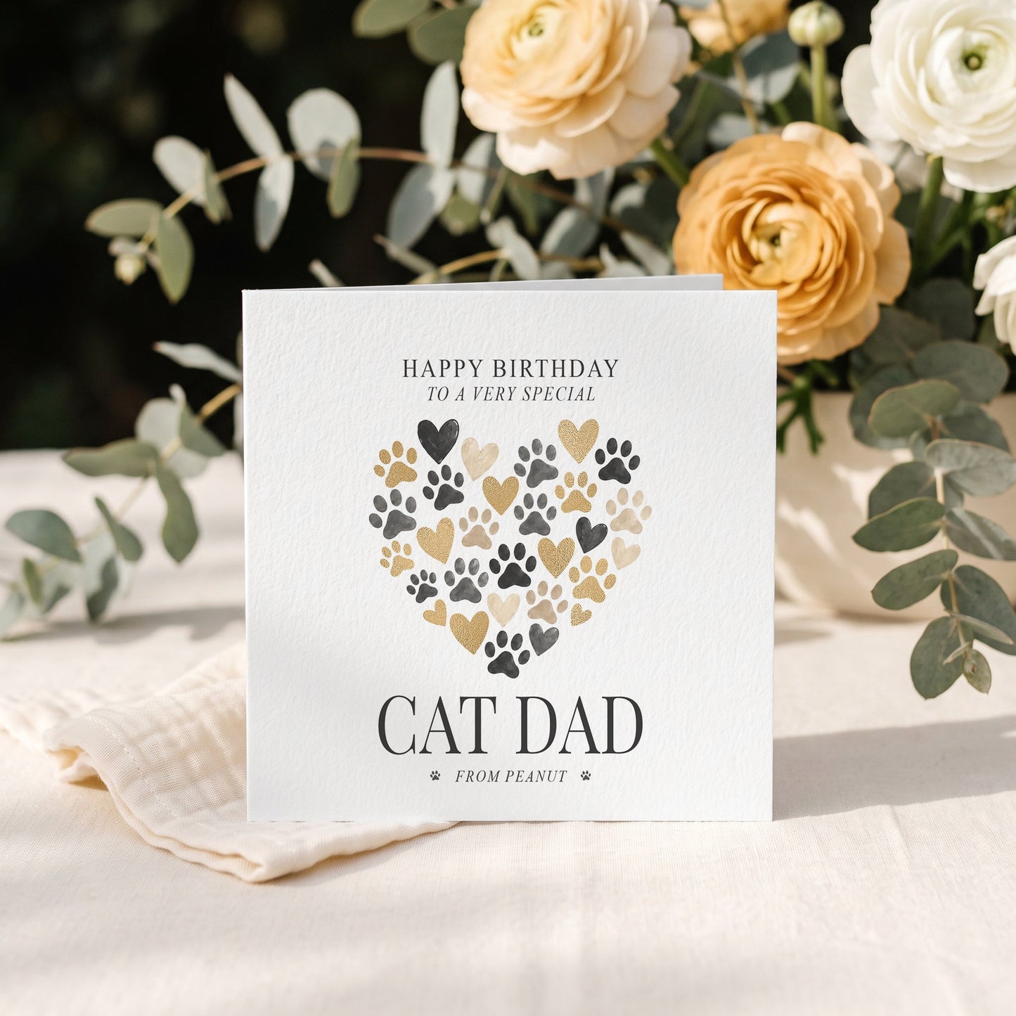 Cat Dad Birthday Card | Personalized From the Cat Custom Pet Name - Pretty Gifted