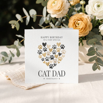 Cat Dad Birthday Card | Personalized From the Cat Custom Pet Name - Pretty Gifted
