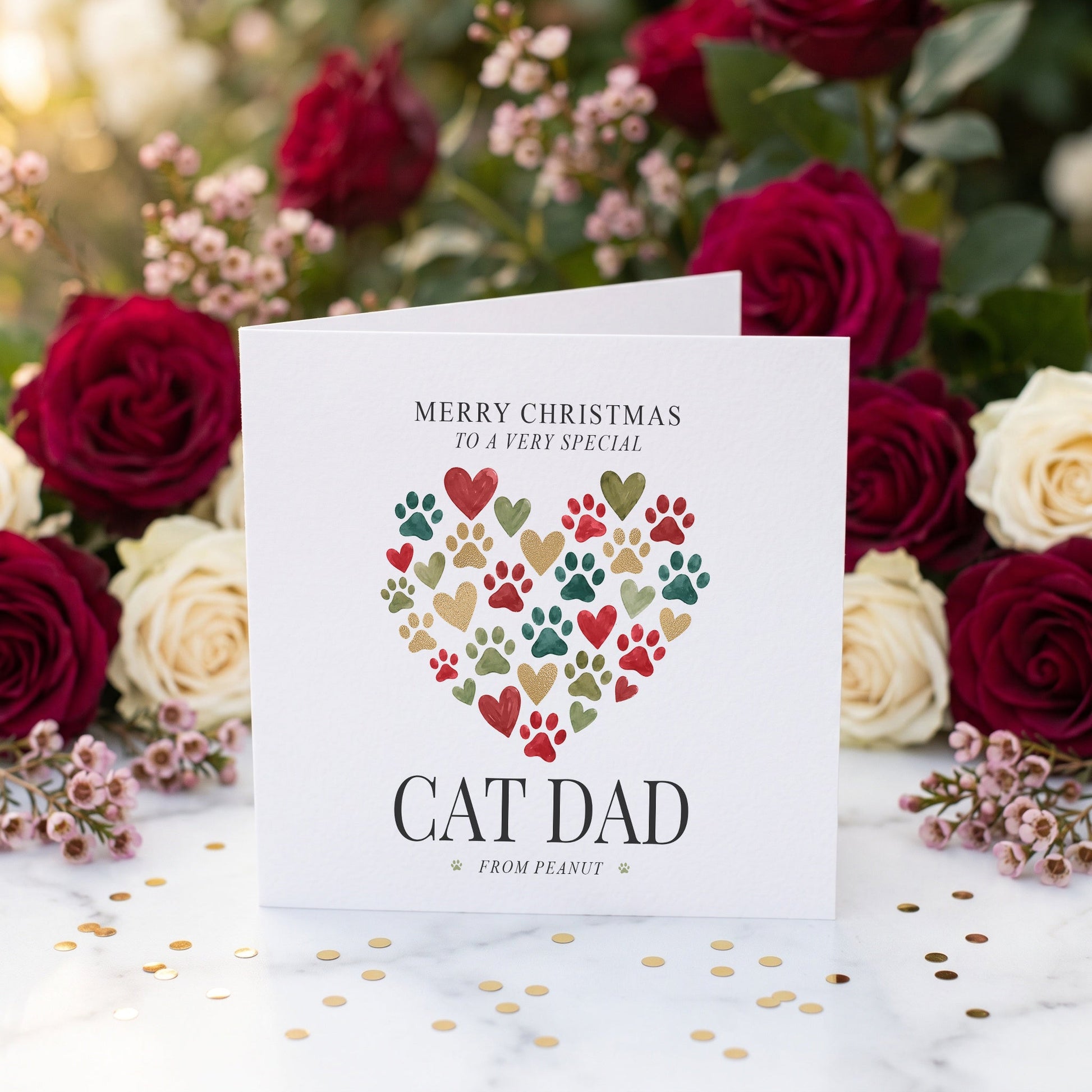 Cat Dad Christmas Card | Personalized From the Cat Custom Pet Name - Pretty Gifted
