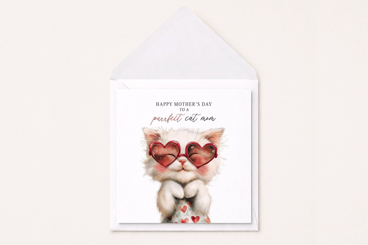 Cat Mom Mother's Day Card, Purrfect Cat Mom Funny Gift - Pretty Gifted