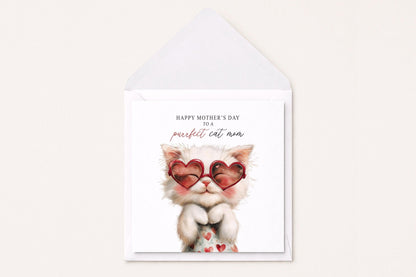 Cat Mom Mother's Day Card, Purrfect Cat Mom Funny Gift - Pretty Gifted