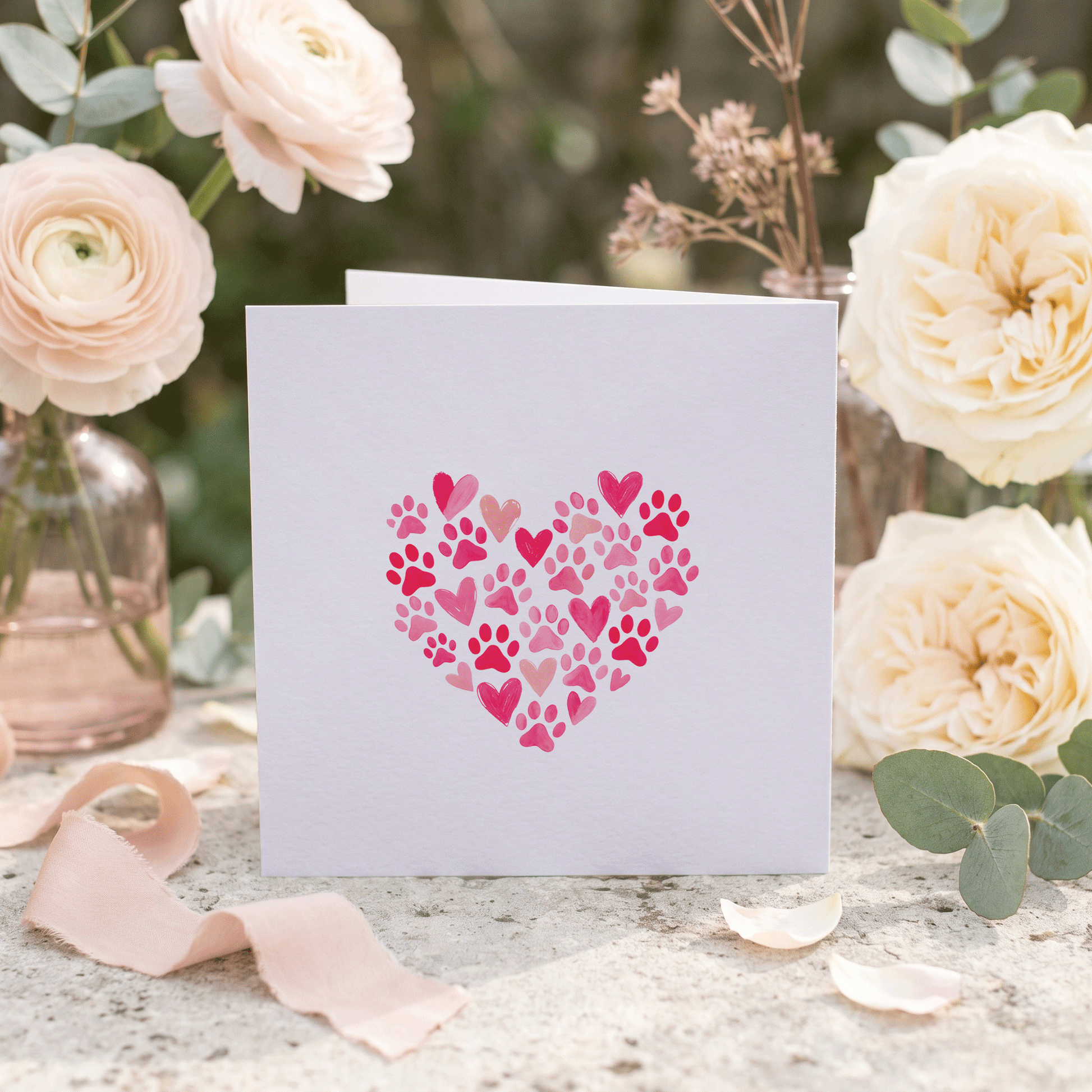 Cat Mother’s Day Card for Mommy – Personalized Paw Print Heart Card - Pretty Gifted
