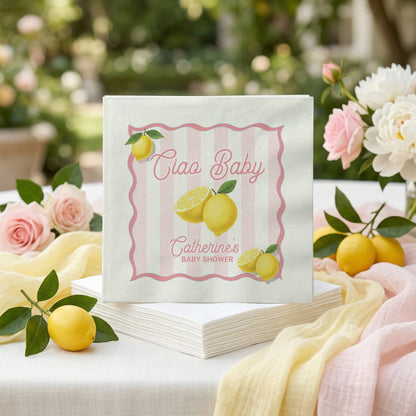 Ciao Baby Napkins, Lemon Italian Theme Baby Shower - Pretty Gifted