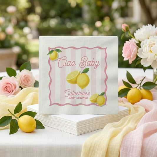 Ciao Baby Napkins, Lemon Italian Theme Baby Shower - Pretty Gifted