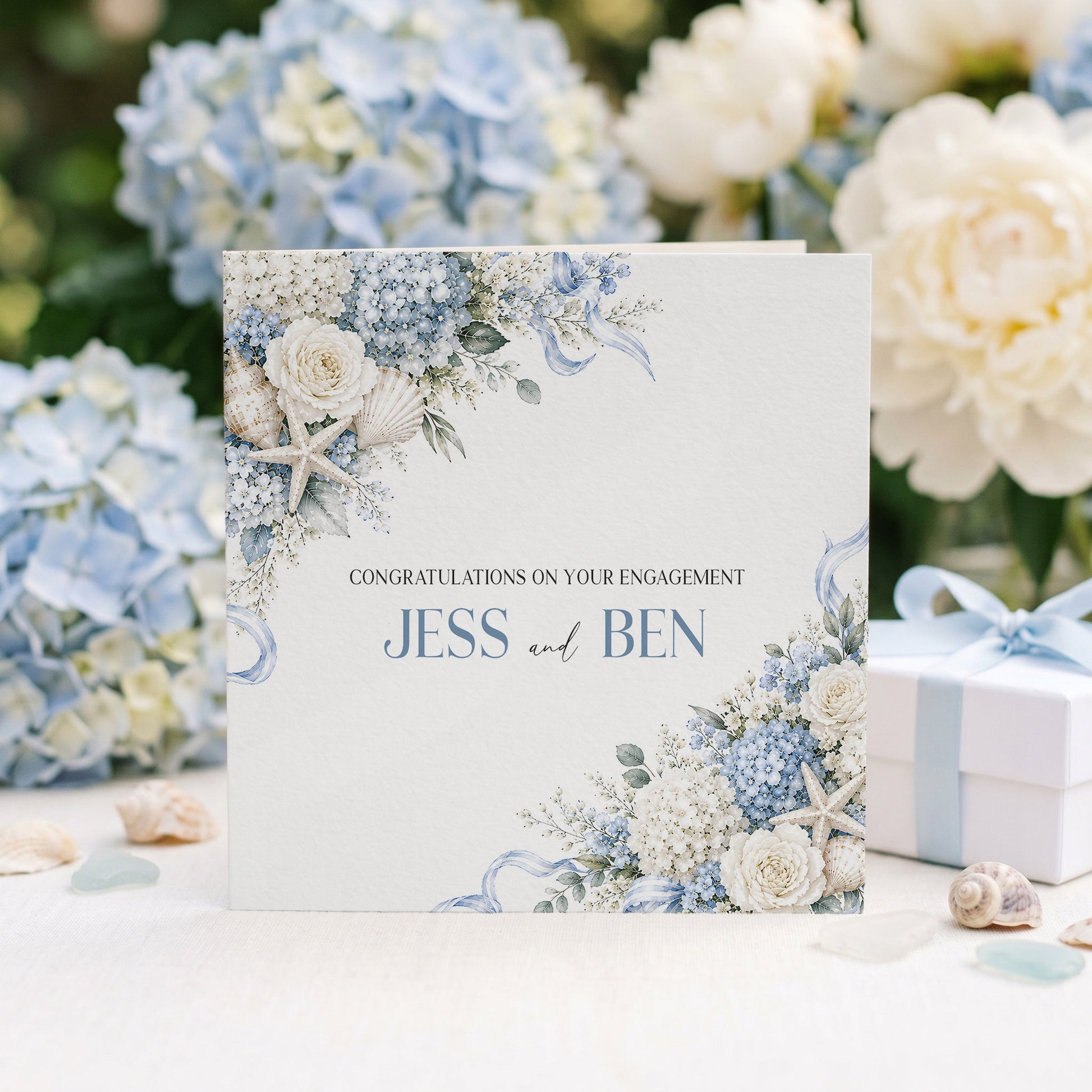 Coastal Engagement Card, Personalized She Said Yes Gift - Pretty Gifted
