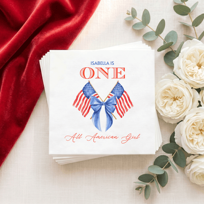 Coquette Fourth of July First Birthday Napkins Patriotic Girl - Pretty Gifted