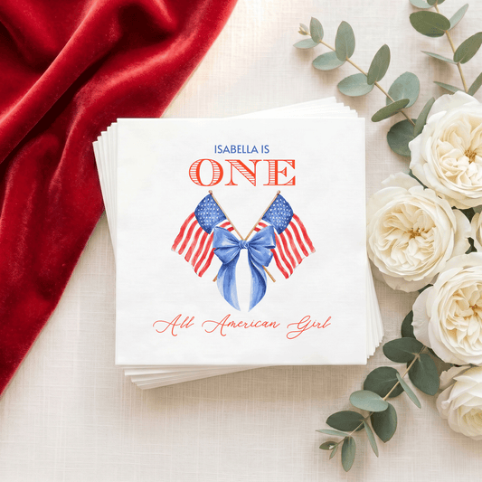 Coquette Fourth of July First Birthday Napkins Patriotic Girl - Pretty Gifted