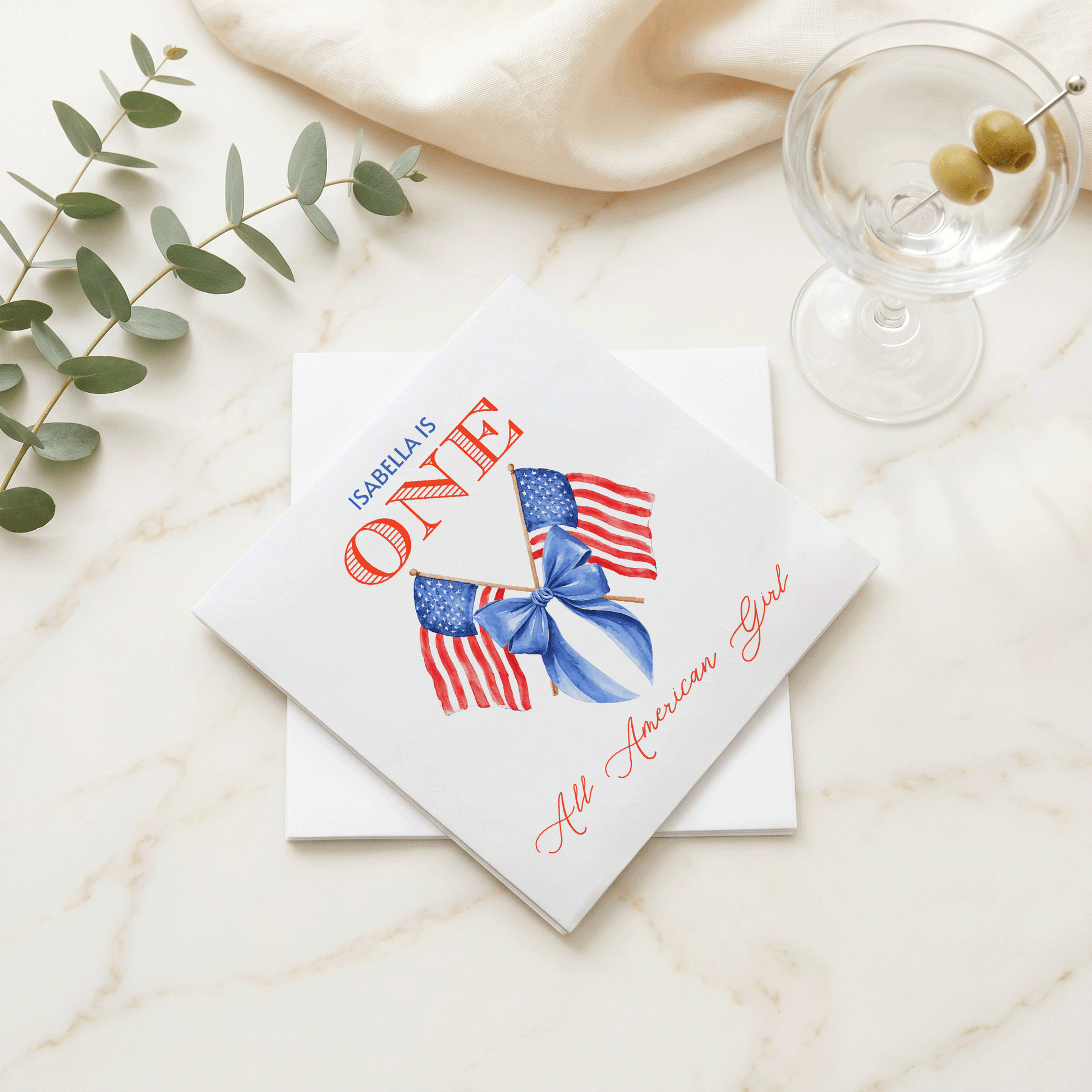 Coquette Fourth of July First Birthday Napkins Patriotic Girl - Pretty Gifted