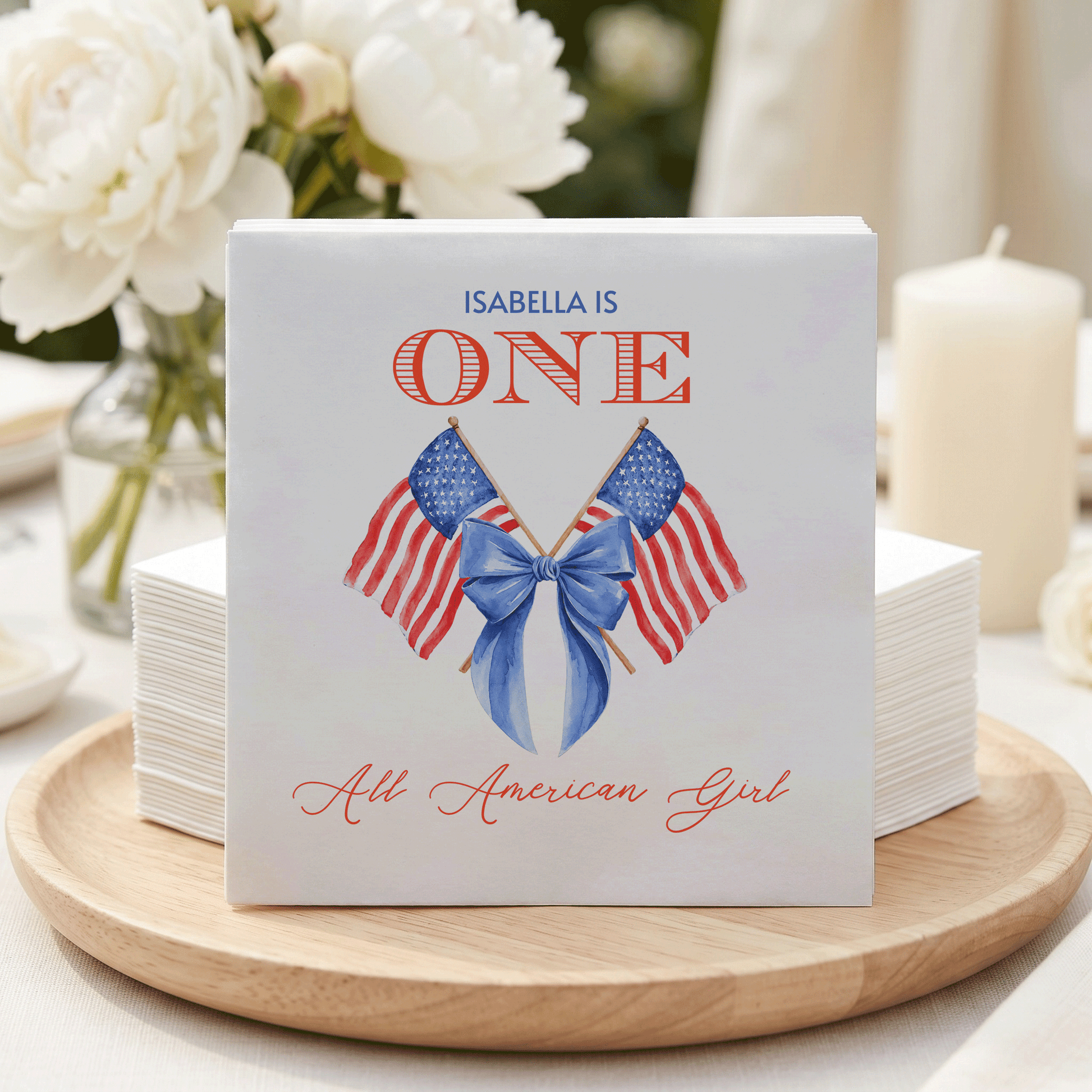 Coquette Fourth of July First Birthday Napkins Patriotic Girl - Pretty Gifted