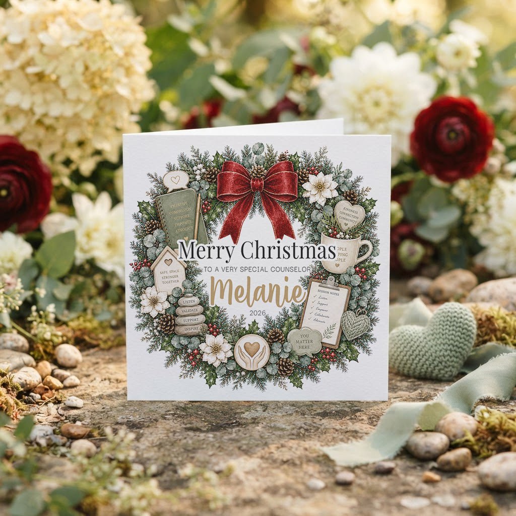 Counselor Christmas Card, Personalized Therapist Gift - Pretty Gifted