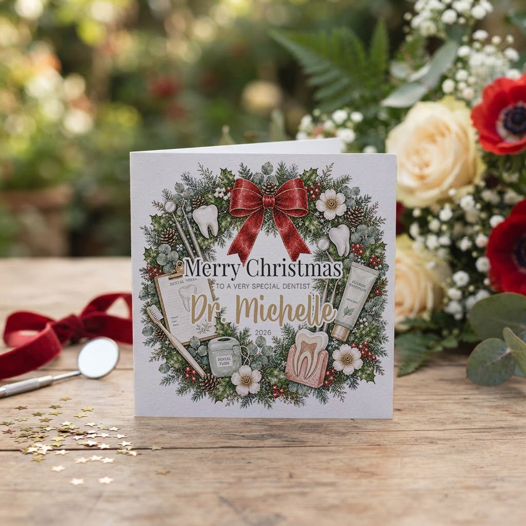 Dentist Christmas Card, Personalized DDS Gift - Pretty Gifted