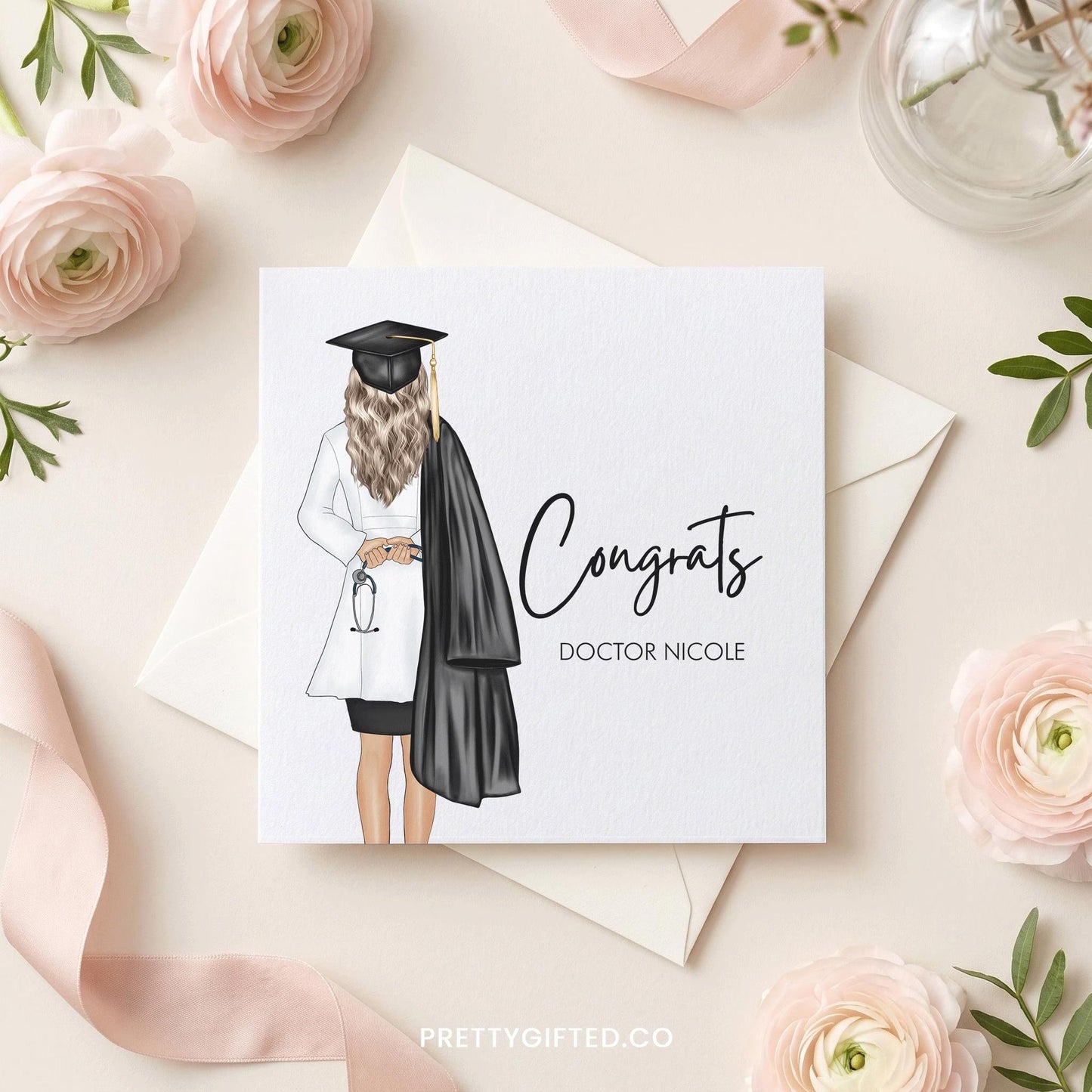 Doctor Graduation Card, Personalized Medical Grad Gift - Pretty Gifted