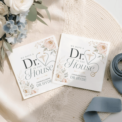 Doctor Graduation Napkins, Personalized Dr. in the House - Pretty Gifted