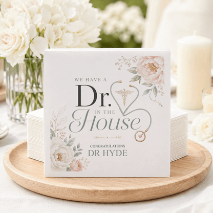 Doctor Graduation Napkins, Personalized Dr. in the House - Pretty Gifted