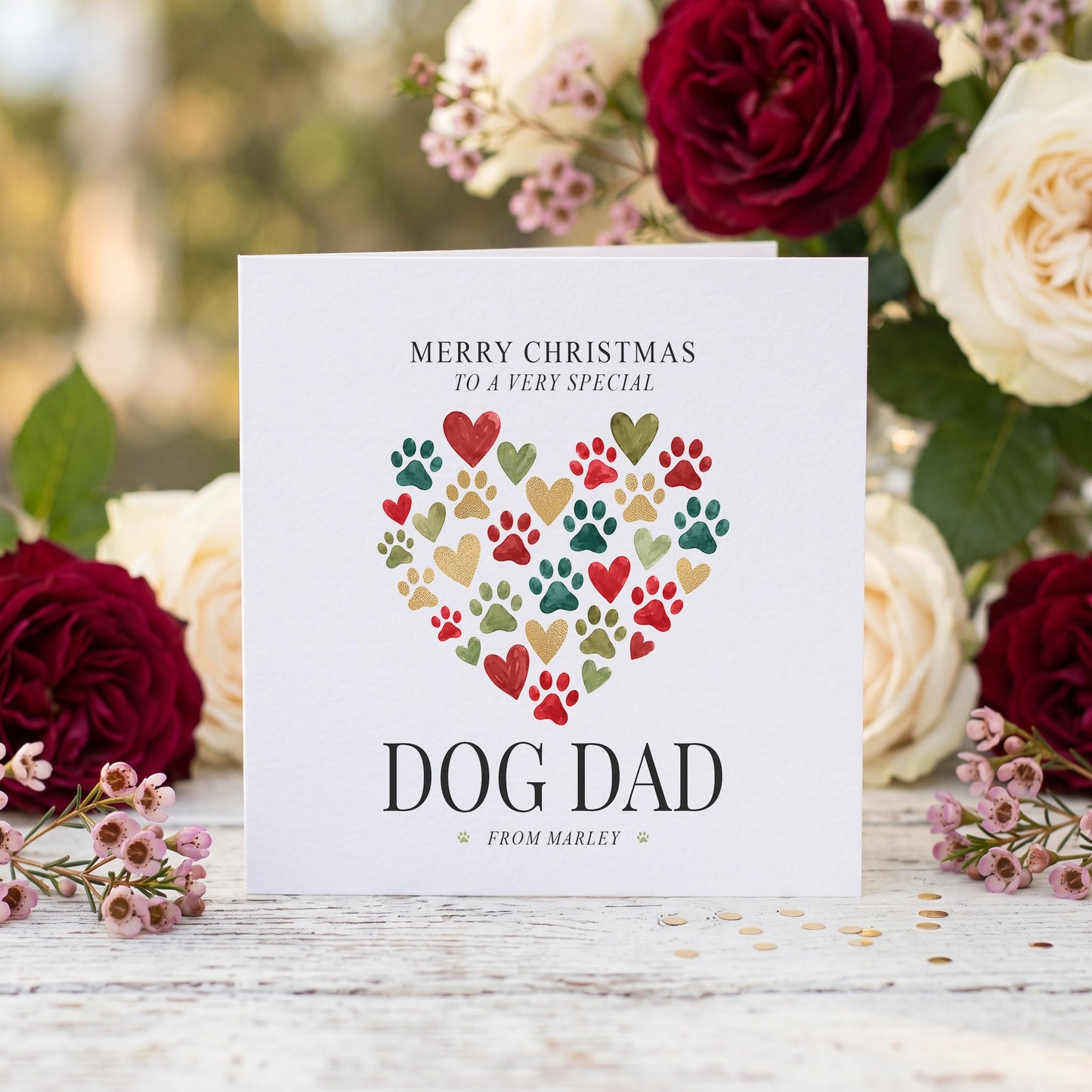 Dog Dad Christmas Card | Personalized From the Dog Custom Pet Name - Pretty Gifted