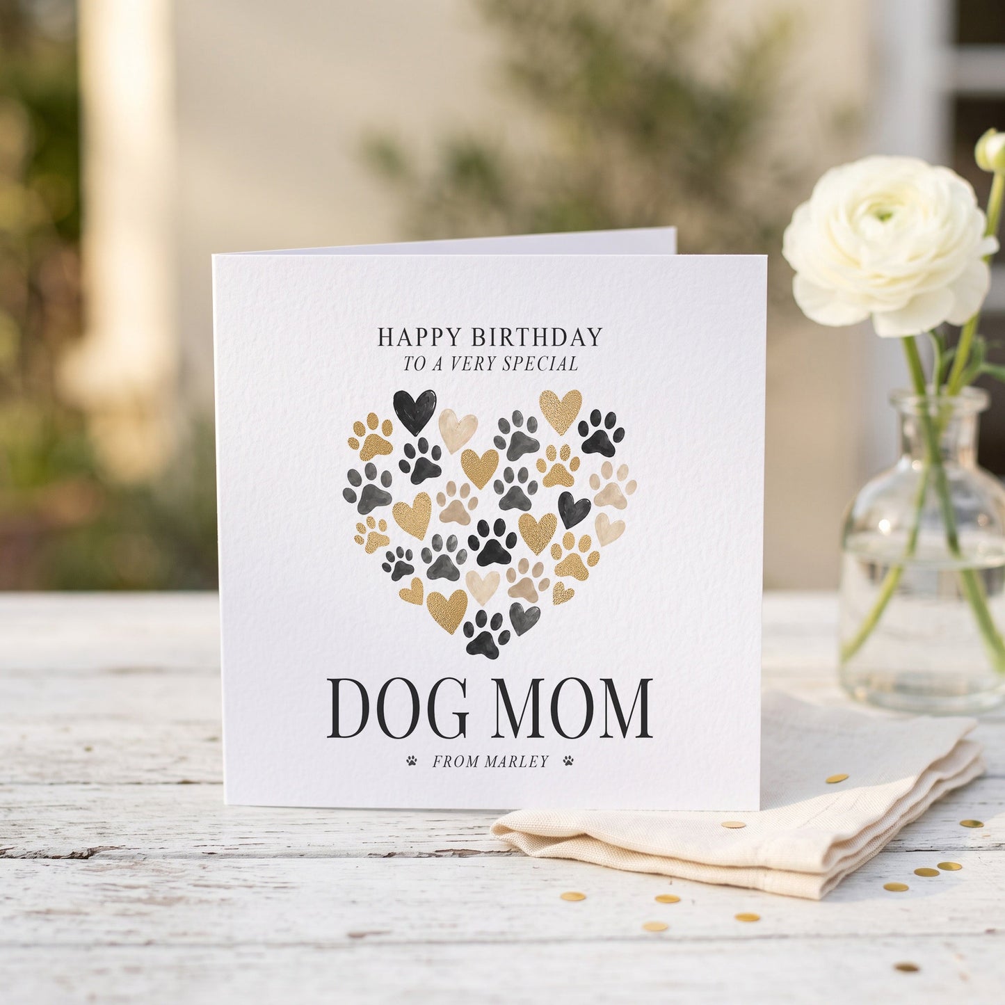 Dog Mom Birthday Card | Personalized From the Dog Custom Pet Name - Pretty Gifted