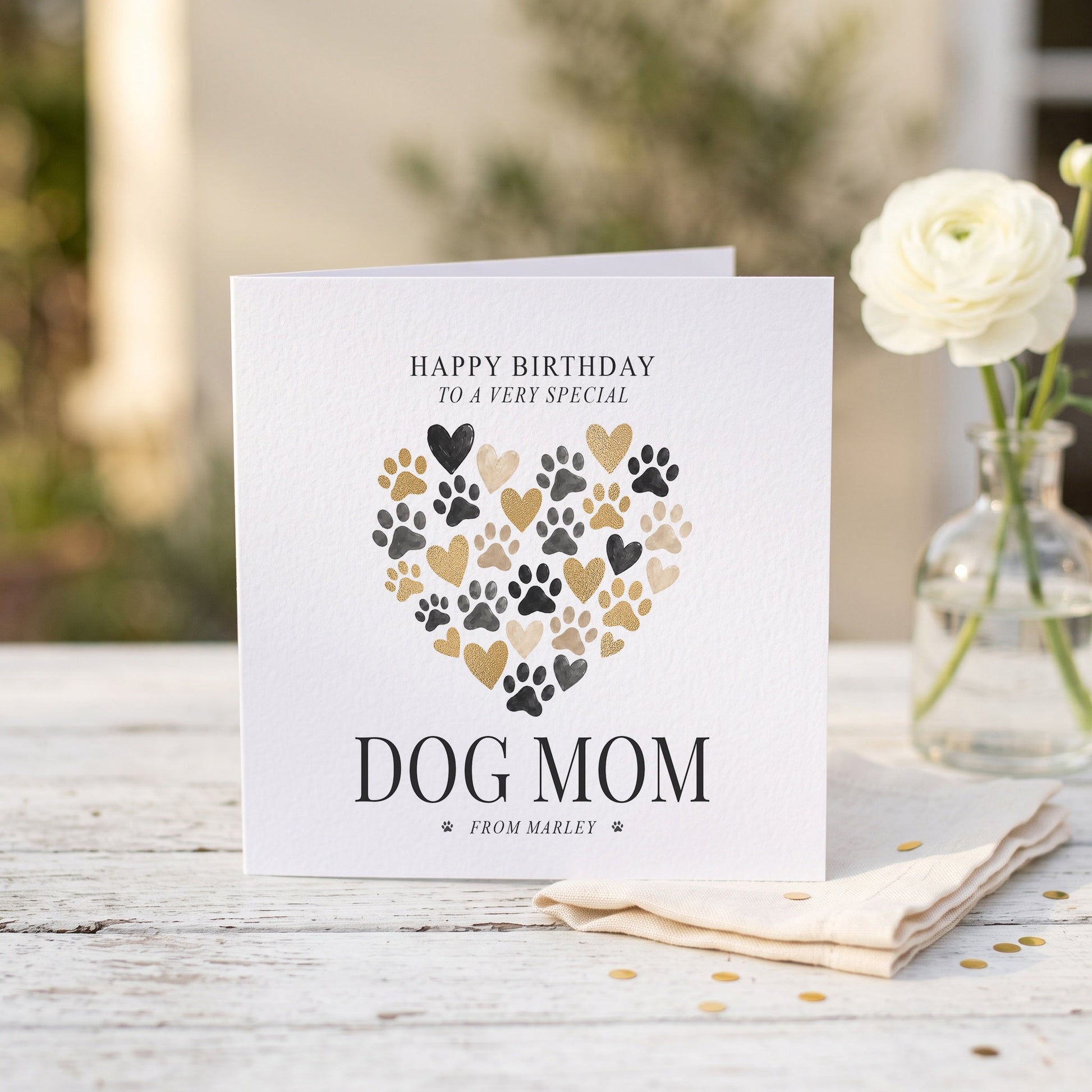 Dog Mom Birthday Card | Personalized From the Dog Custom Pet Name - Pretty Gifted