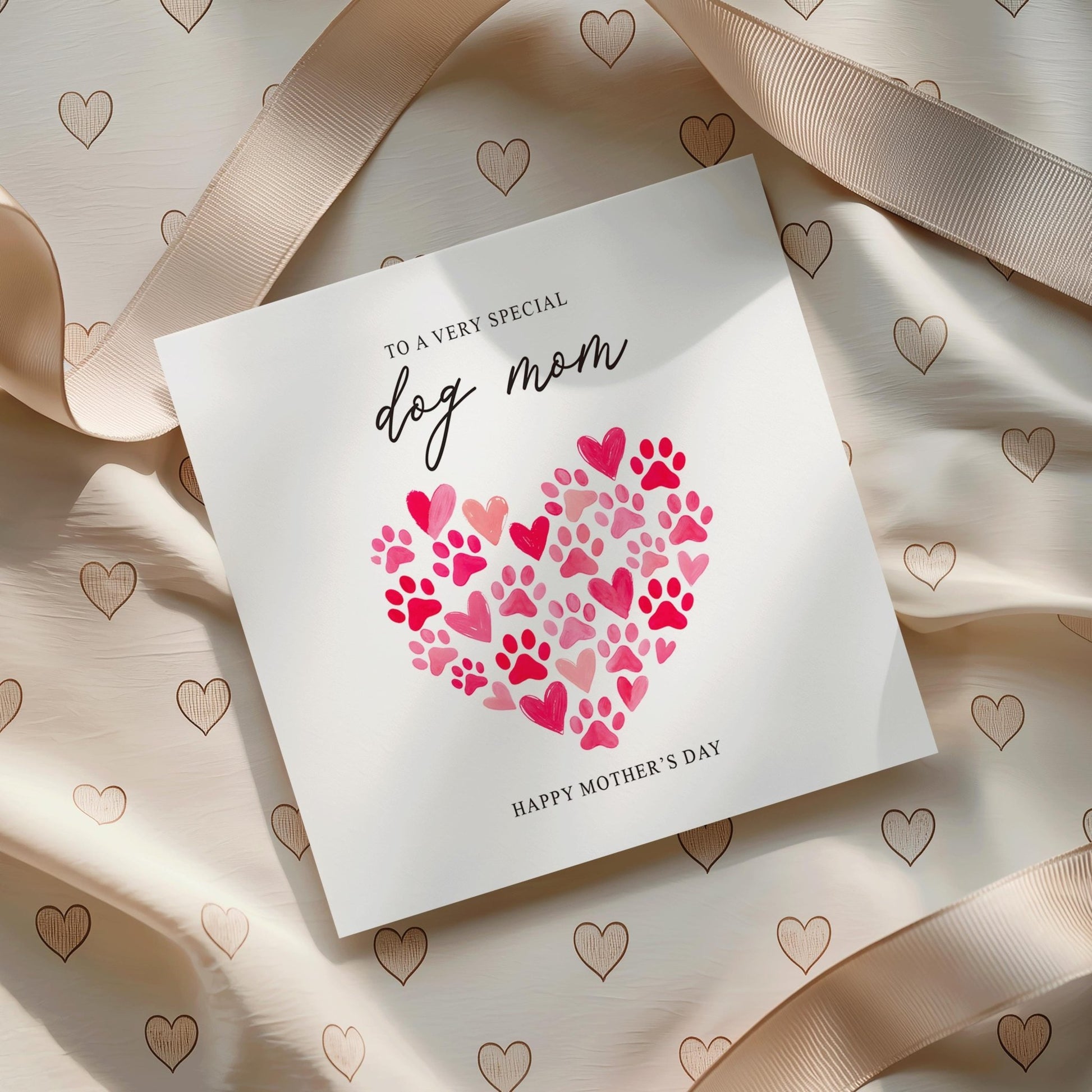 Dog Mom Mother's Day Card, Paw Print Heart Gift - Pretty Gifted