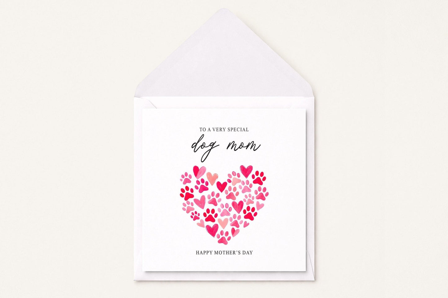 Dog Mom Mother's Day Card, Paw Print Heart Gift - Pretty Gifted