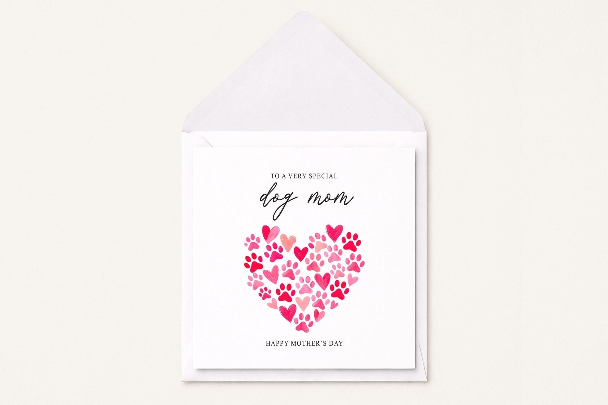 Dog Mom Mother's Day Card, Paw Print Heart Gift - Pretty Gifted