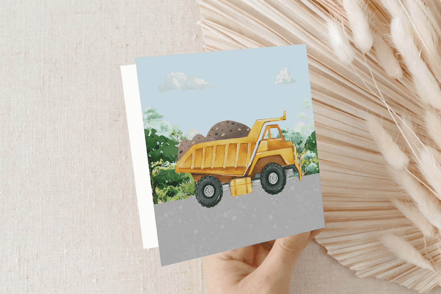 Dump Truck Birthday Card, Personalized Boy Birthday Gift - Pretty Gifted