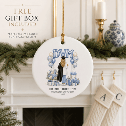 DVM Graduation Ornament, Personalized Vet Keepsake - Pretty Gifted