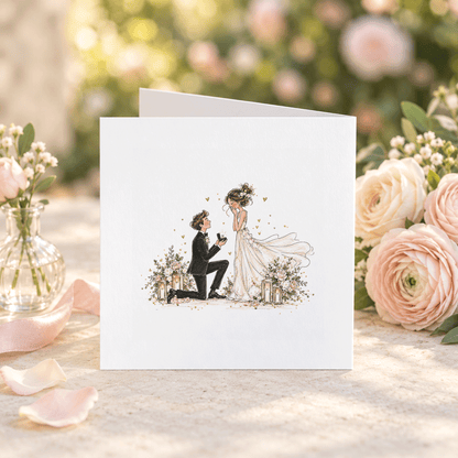 Engagement Card with Names, Romantic Proposal Illustration - Pretty Gifted