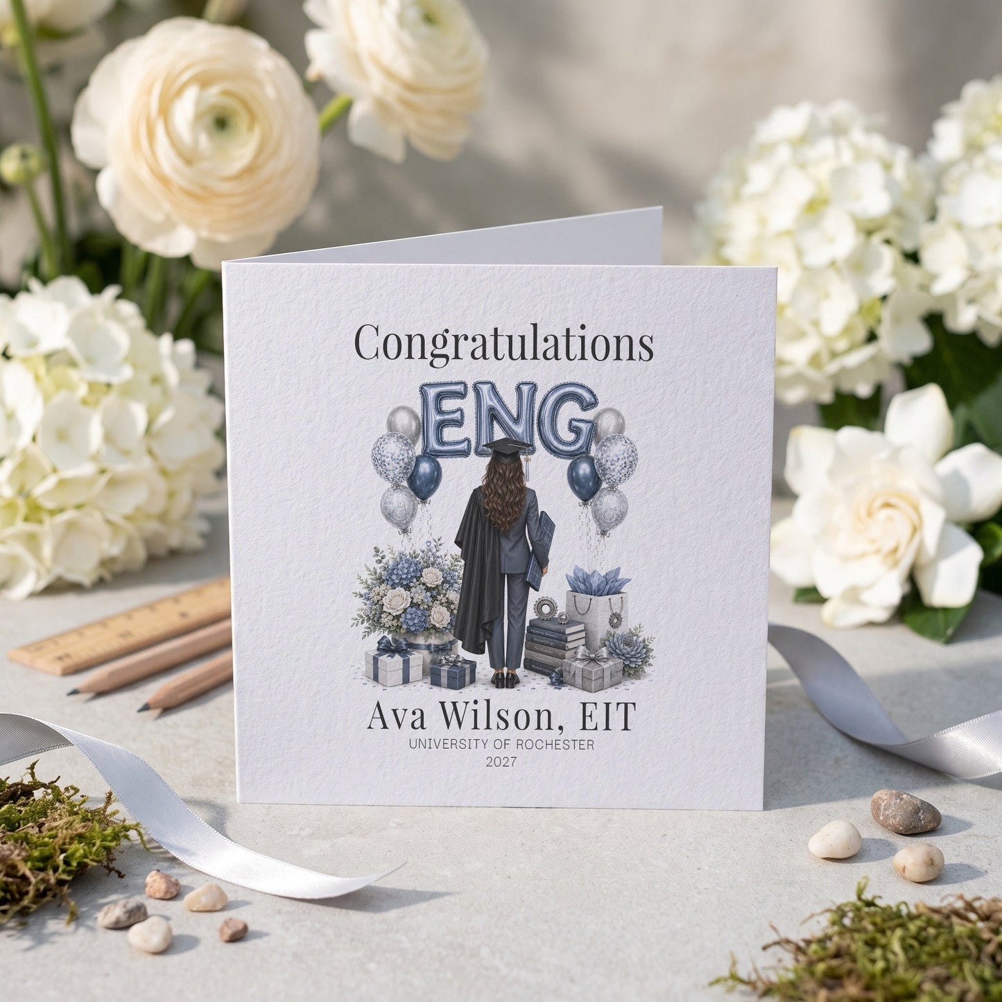Engineering Graduation Card, Personalized Engineer Gift - Pretty Gifted