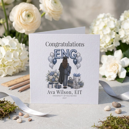 Engineering Graduation Card, Personalized Engineer Gift - Pretty Gifted