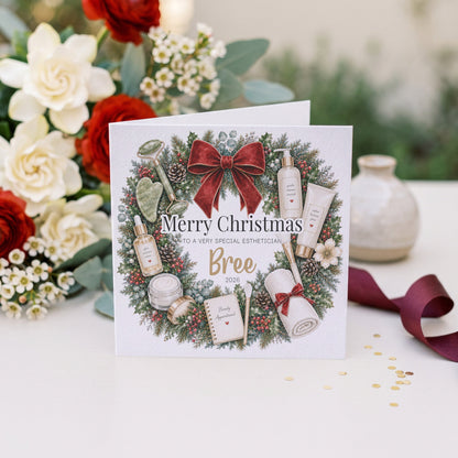Esthetician Christmas Card, Personalized Skincare Gift - Pretty Gifted