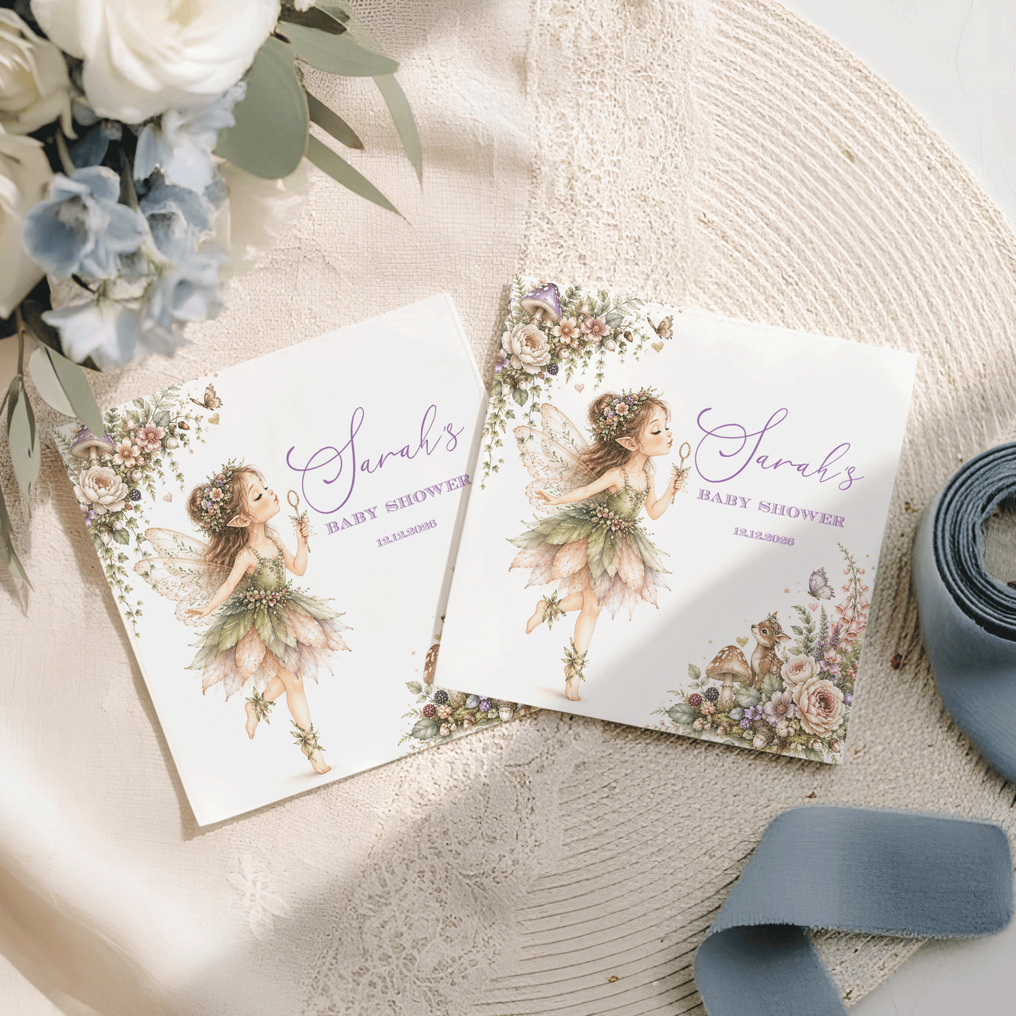 Fairy Baby Shower Napkins, Personalized Woodland Decor - Pretty Gifted