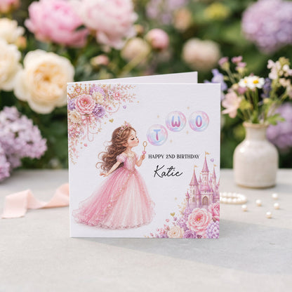 Fairytale 2nd Birthday Card, Personalized Princess Card - Pretty Gifted