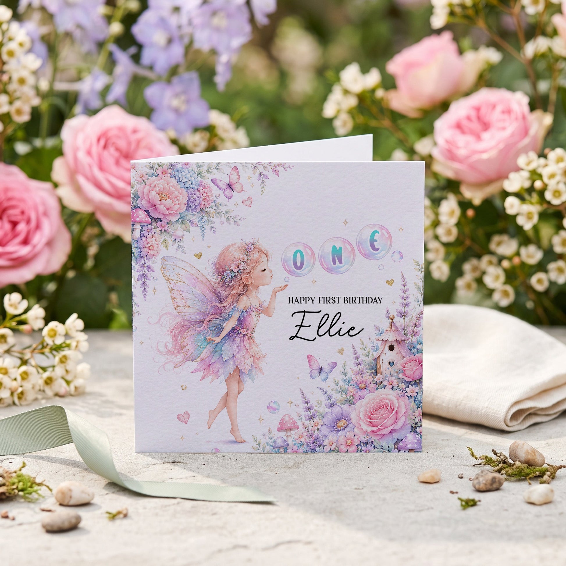 First Birthday Fairy Card, Personalized 1st Birthday Gift - Pretty Gifted