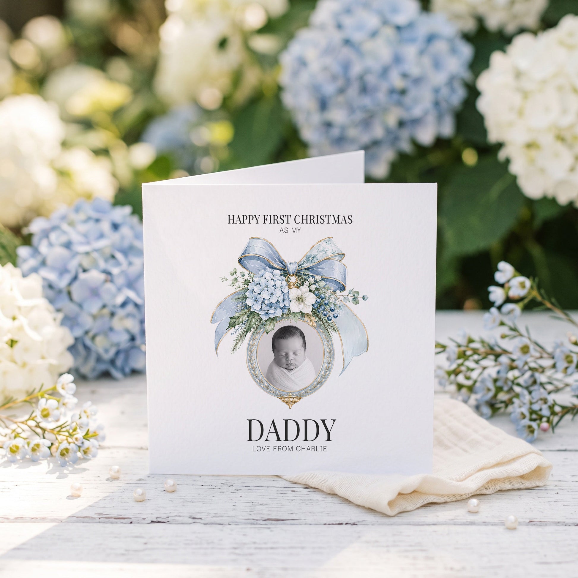 First Christmas as a Daddy Card | Personalized Baby Boy Photo Keepsake - Pretty Gifted