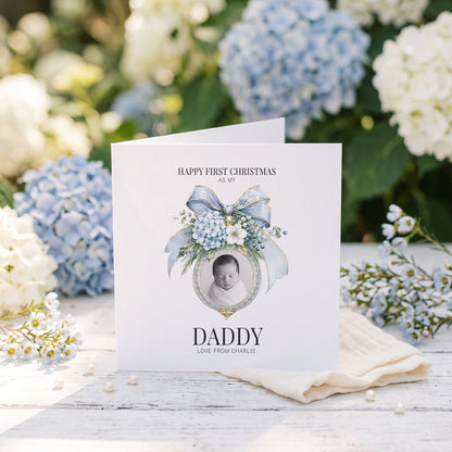 First Christmas as a Daddy Card | Personalized Baby Boy Photo Keepsake - Pretty Gifted