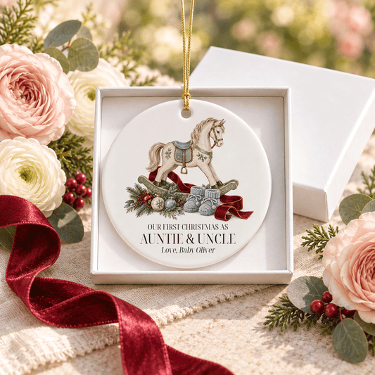 First Christmas as Auntie and Uncle Rocking Horse Ornament - Pretty Gifted