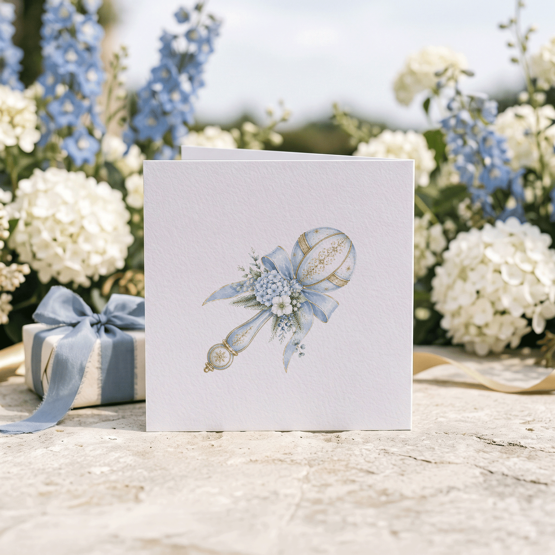 First Christmas Baby Boy Card | Personalized Son Blue Keepsake - Pretty Gifted