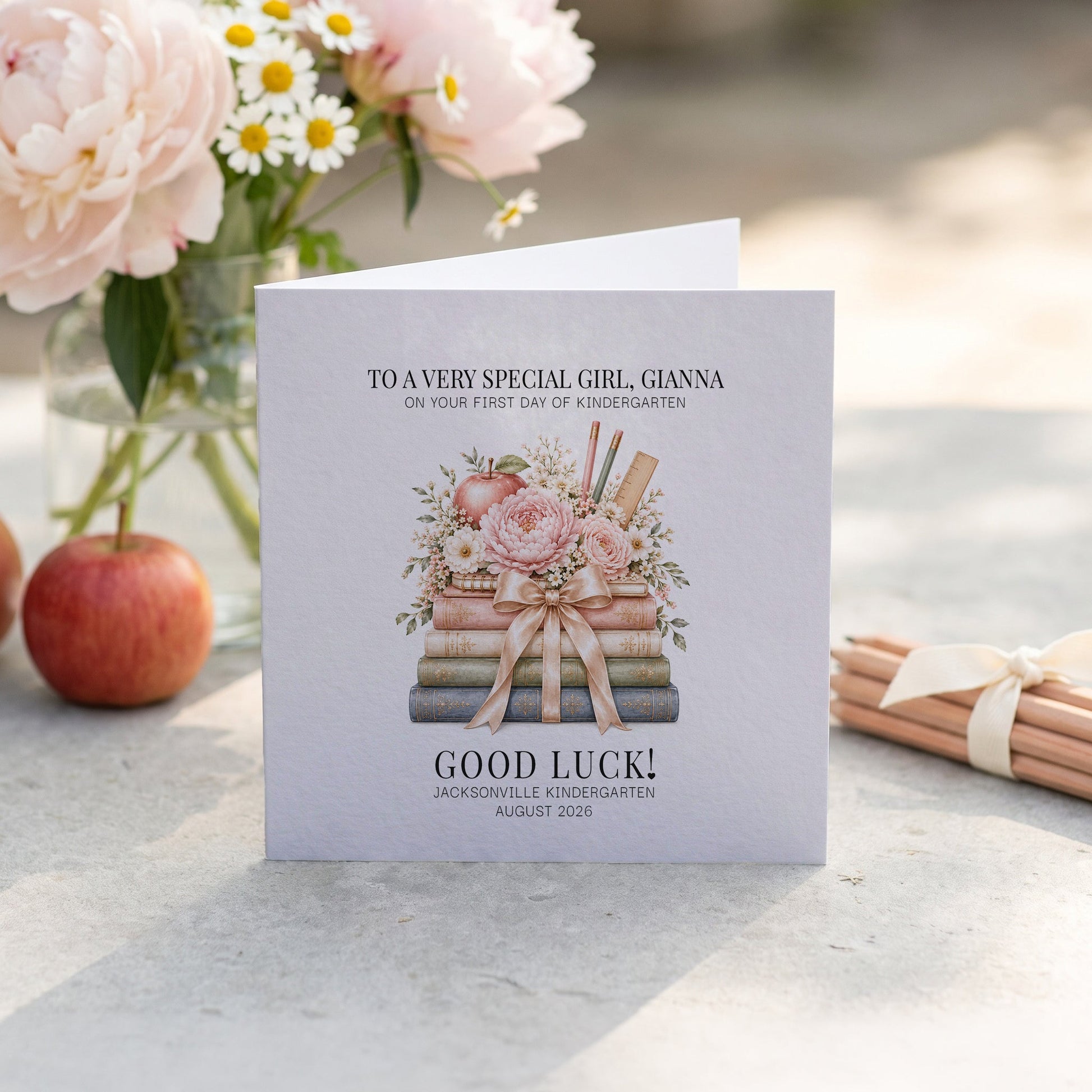 First Day of Kindergarten Card | Floral Keepsake Gift - Pretty Gifted