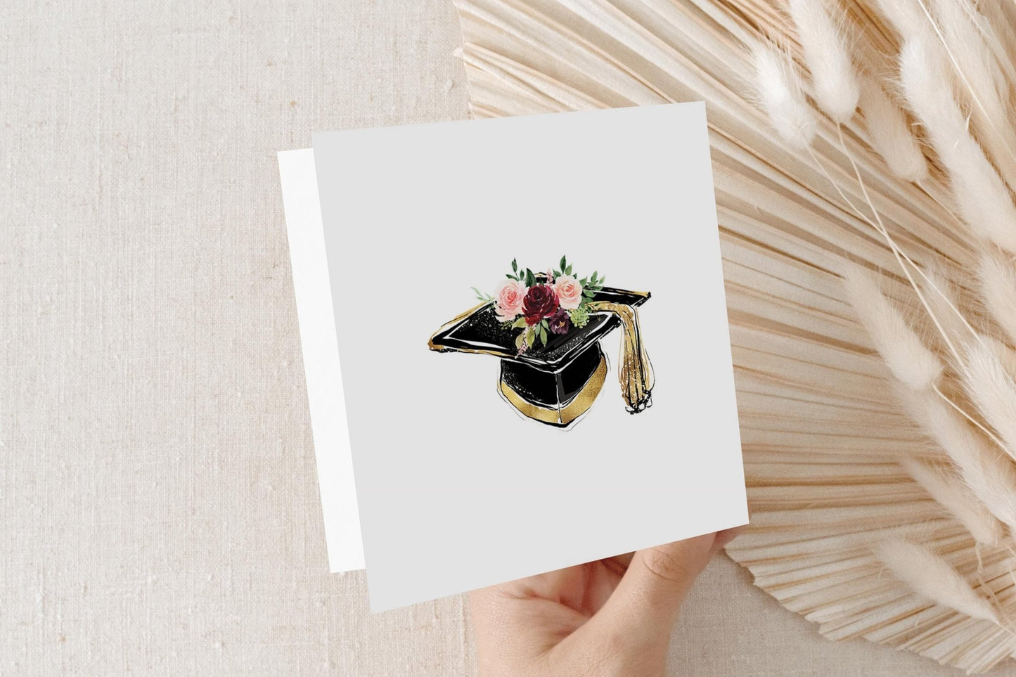 Floral Graduation Card Personalized, Mortarboard Blush Rose Gift - Pretty Gifted