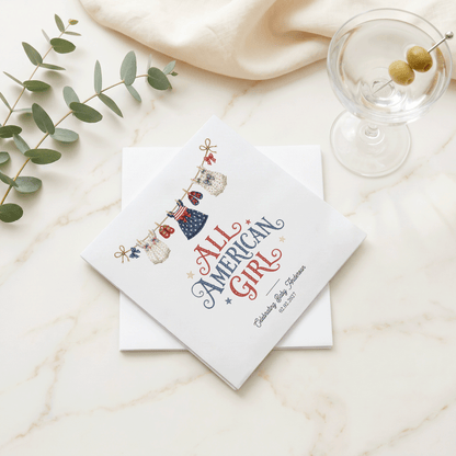 Fourth of July Baby Shower Napkins, Patriotic Girl Party - Pretty Gifted